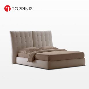 Angle宽屏高背布艺床 Toppinis意大利Flou 别墅主卧1.8米全真皮床