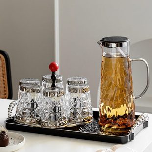 客厅杯架高级水壶茶杯玻璃水具套装 轻奢水杯家用套装 乔迁新居礼品