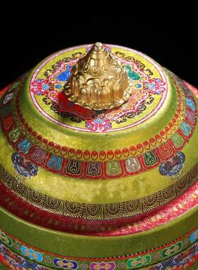 藏式电动转轮家用插电电动转筒办公客厅转金桶桌面装饰摆件插电