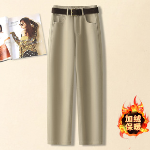 工装弯刀裤女秋冬2025新款高腰显瘦加绒加厚小个子休闲香蕉哈伦裤