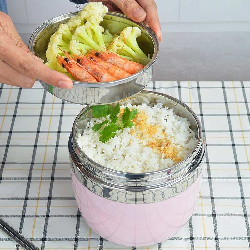 保温饭盒学生304不锈钢上班族便携二层真空保温桶便当盒8小时