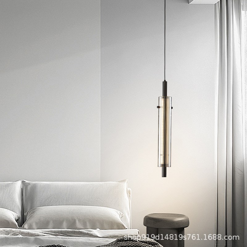 意式极简全铜卧室床头吊线灯简约现代轻奢高级感客厅电视背景墙灯