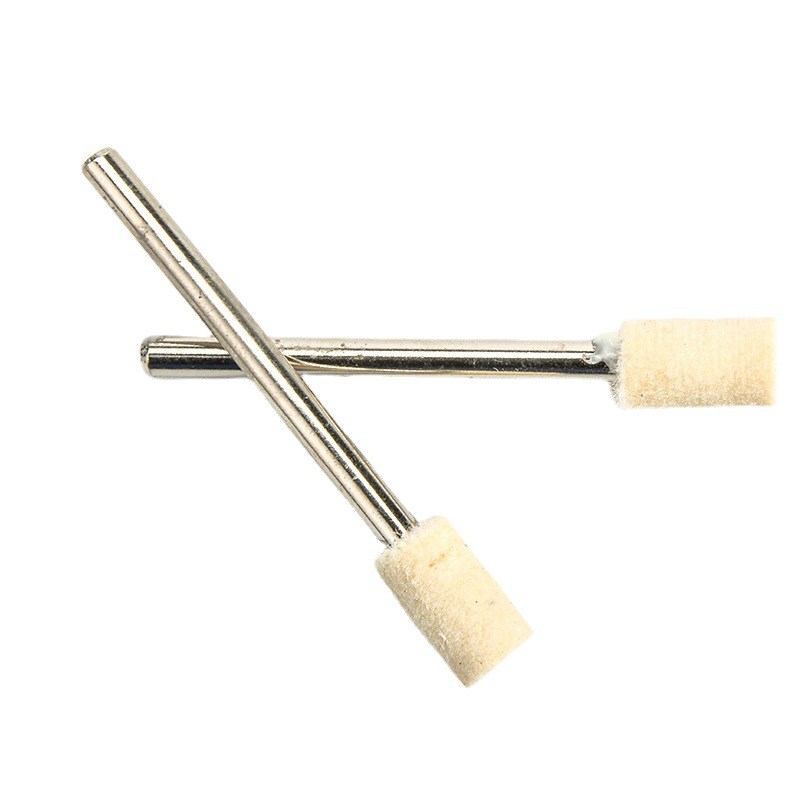 圆鸟羊毛磨头毛毡头柄3长度45MM风磨头配研磨膏抛光模具镜面抛光