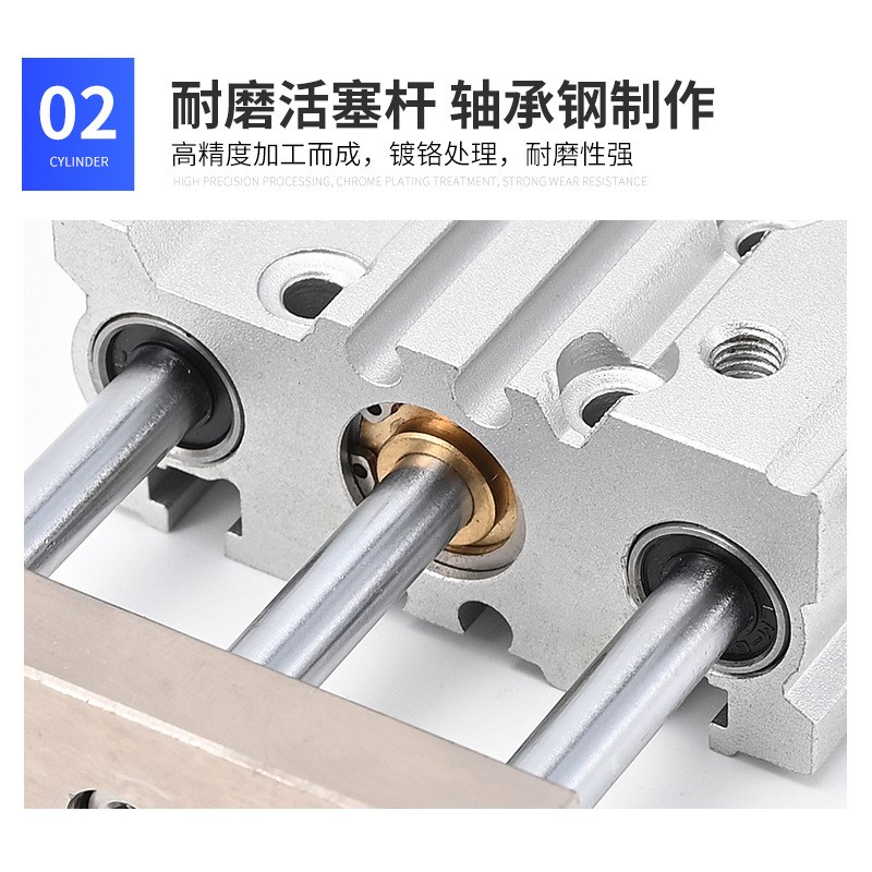 MGPLJ三杆三轴带导杆行程可调节气缸气动12/16-20X25*32-40/50XC8