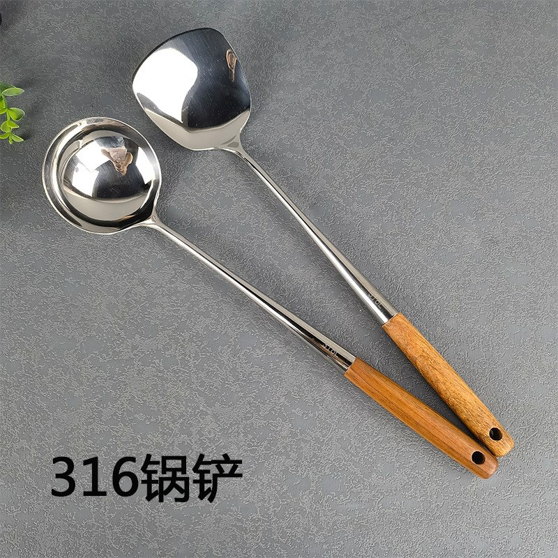 316炒勺不锈钢加长家用长柄汤勺家用盛汤漏勺加长锅铲炒菜铲子