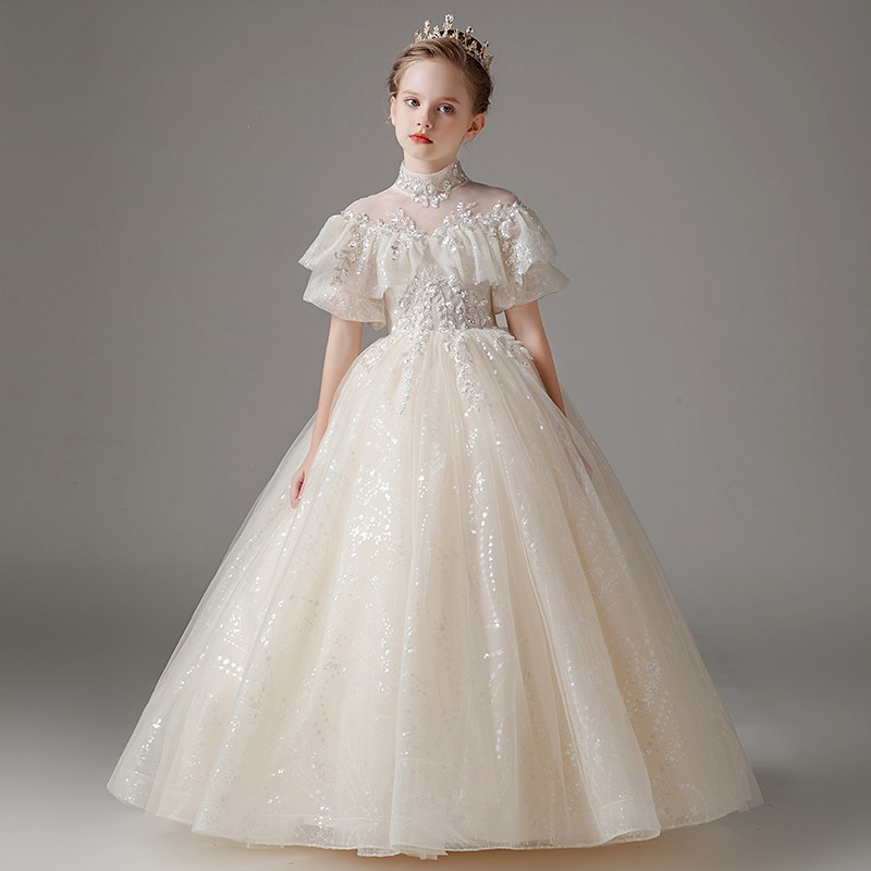 儿童礼服公主裙生日婚礼花童婚纱小主持人钢琴演出服模特走秀春夏