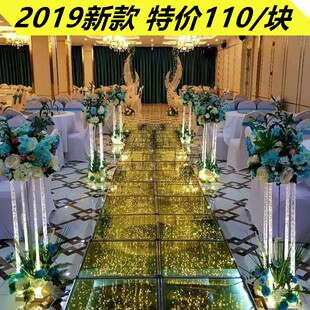 婚庆道具婚礼灯丝舞台走秀玻璃圆舞台 婚庆星光大道玻璃t台新款