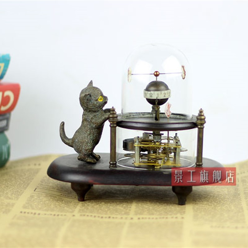 钟表 仿古 古典钟表 机械座钟  小猫鱼缸座钟