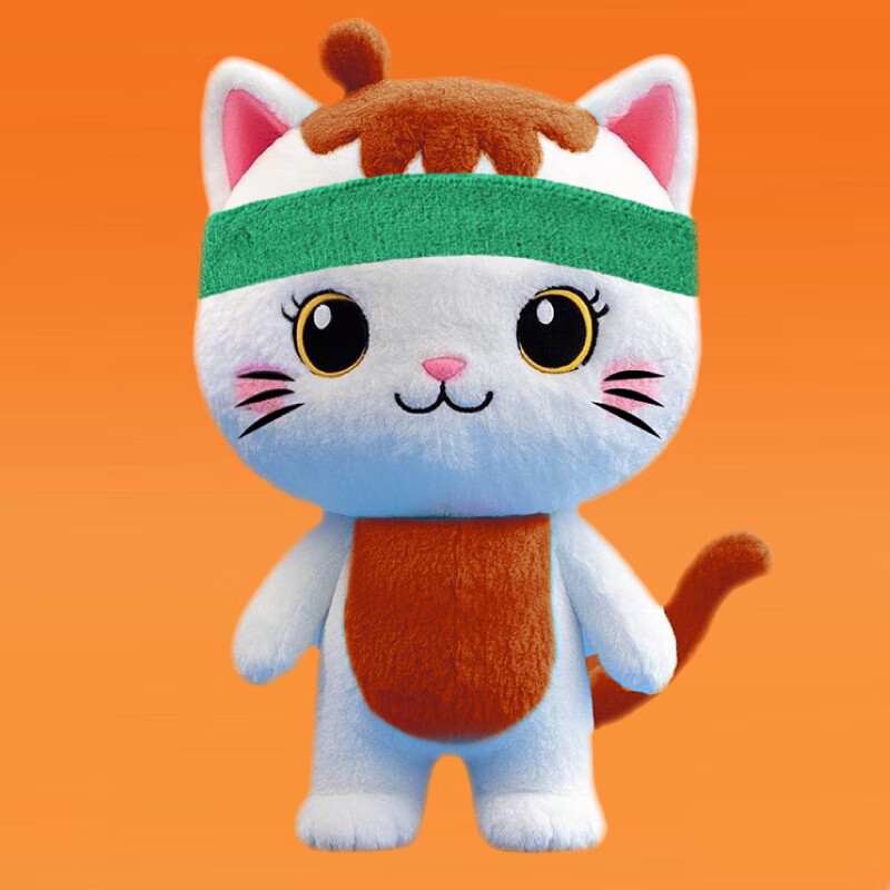 梦中情猫毛绒玩具公仔儿童生日礼物女孩猫咪女友抱枕橙绿发带组合