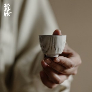 梵汝手工粉引茶杯主人杯功夫茶具单杯复古陶瓷品茗杯家用粗陶茶杯