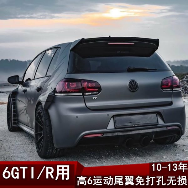 高尔夫6GTI R20改装机器人款碳纤维尾翼免打孔定风翼顶翼扰流