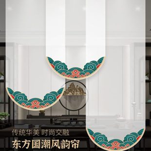 饰纱帘门帘软隔断挂帘 客厅办公室电动轻奢卷帘窗帘艺术玄关屏风装