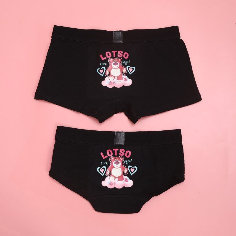 草莓熊情侣卡通内裤男平角女三角宽边可爱棉质透气舒适套装2条,女士内衣/男士内衣/家居服,男平角内裤,淘宝优惠券,粉丝福利购,淘宝优惠卷