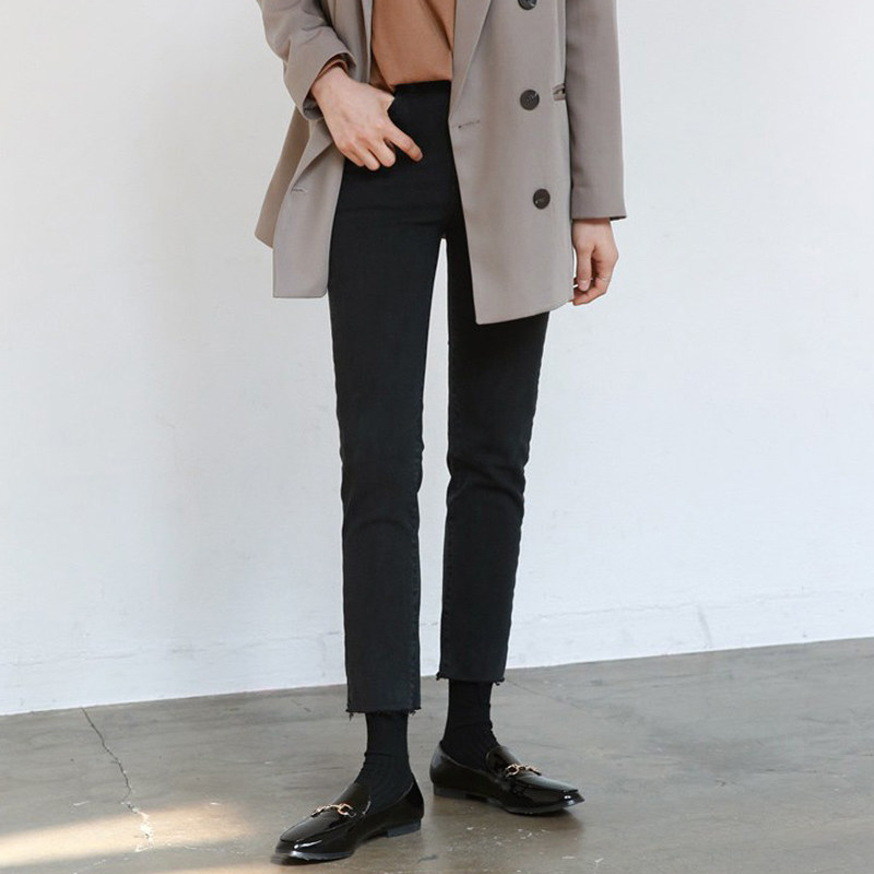 加绒保暖八分阔腿牛仔裤女2021秋冬高腰黑色加厚宽松bf九分直筒裤