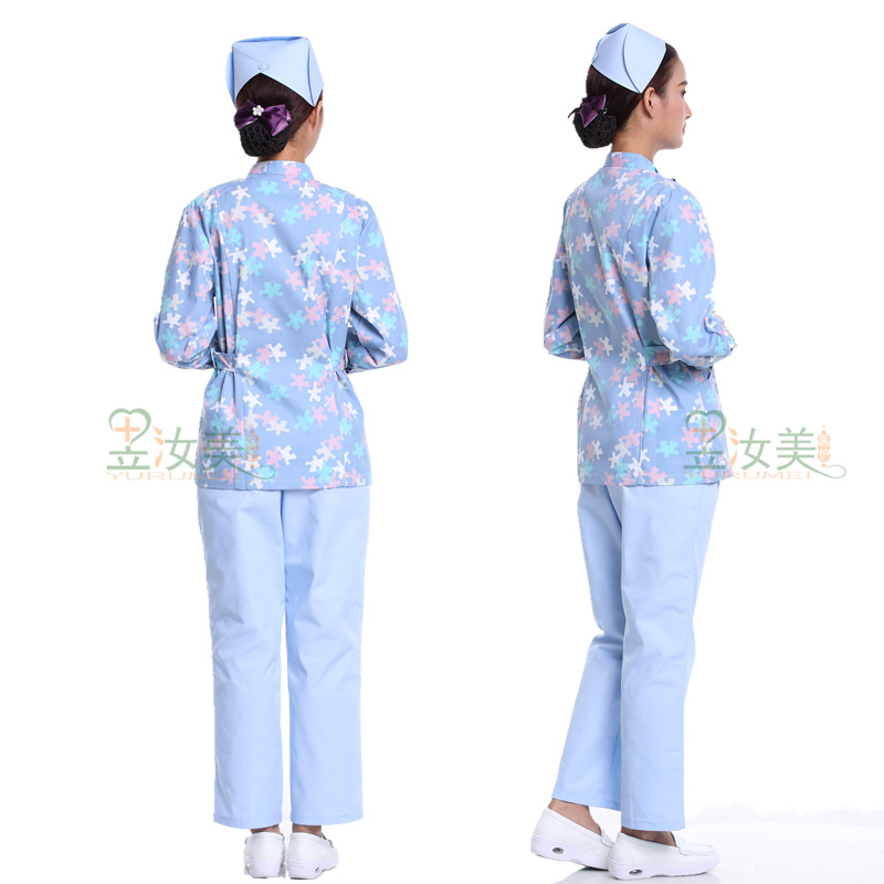 冬装护士服分体套装长袖牙科立领护士护理服美容师碎花月嫂工作服