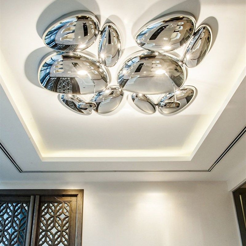 设计师简约客厅吸顶灯轻奢鹅卵石灯具别墅创意大气水银客厅灯