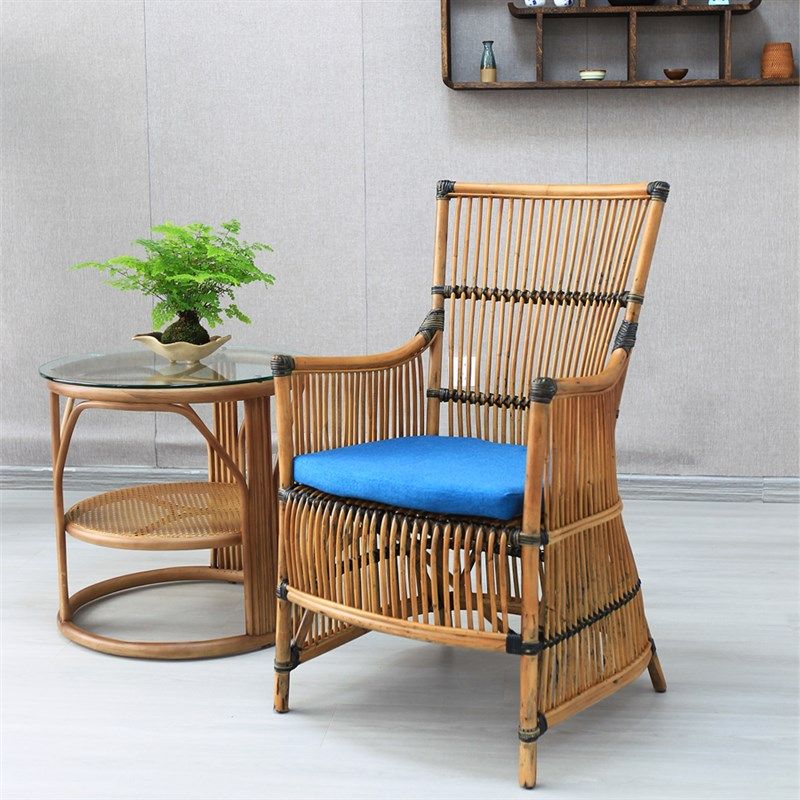 天然藤条编织明式官帽椅单人老人阳台露台户外高靠背藤椅套件组合,住宅家具,阳台椅,淘宝优惠券,粉丝福利购,淘宝优惠卷