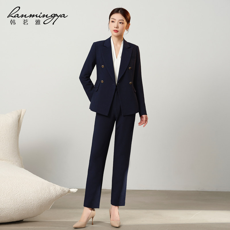 韩茗雅职业西装套装女春秋季高级感小个子西服外套公务员面试正装