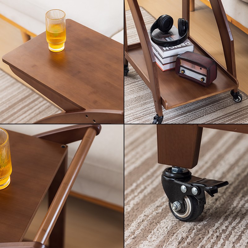 客厅小推车零食收纳置物架子中古风可移动餐车家用沙发边几茶水车