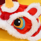 新年舞狮毛边帽子宠物帽子秋冬季 保暖防寒狗狗猫咪头饰喜庆头套