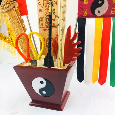 道家用品拜斗法器全套道士令旗全套幡尺宝盖米斗四兽斗桃木剑