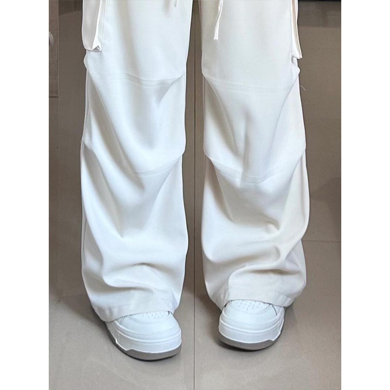 胖mm大码女装美式杏色工装裤女夏季舒适设计感口袋裤子显瘦休闲裤