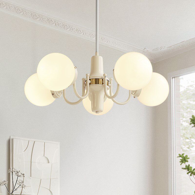 凯乔  法式奶油风吊灯 简约卧室中古餐厅书房魔豆圆球客厅