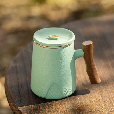 陶瓷茶杯家用高端茶水分离杯个人专用办公室泡茶杯新款喝茶杯水杯