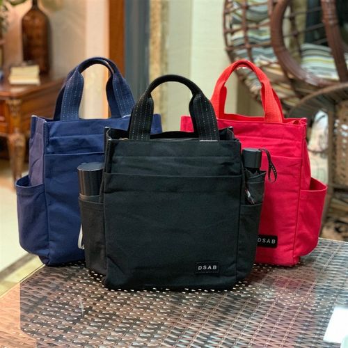 环保帆布带水杯位大容量饭盒包上班带饭袋男女通用手提补课文件包