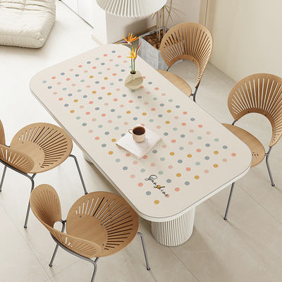奶油风餐桌垫家用桌布防水防油可擦免洗隔热垫子PU皮革防烫垫台布