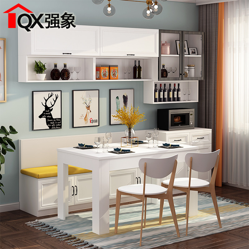强象简约餐厅卡座餐边柜餐桌组合家用小户型靠墙酒柜储物柜G-232