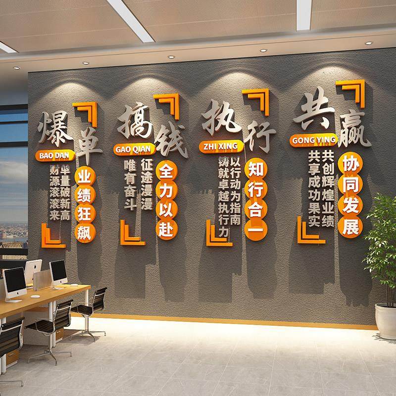 办公室墙面装饰司企业文化电商销售背景布置团队员工励志标语贴纸,家居饰品,文化墙贴,淘宝优惠券,粉丝福利购,淘宝优惠卷