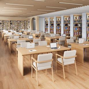 定制学校图书馆阅览室阅读桌子共享书店书桌办公会议长条桌椅组合