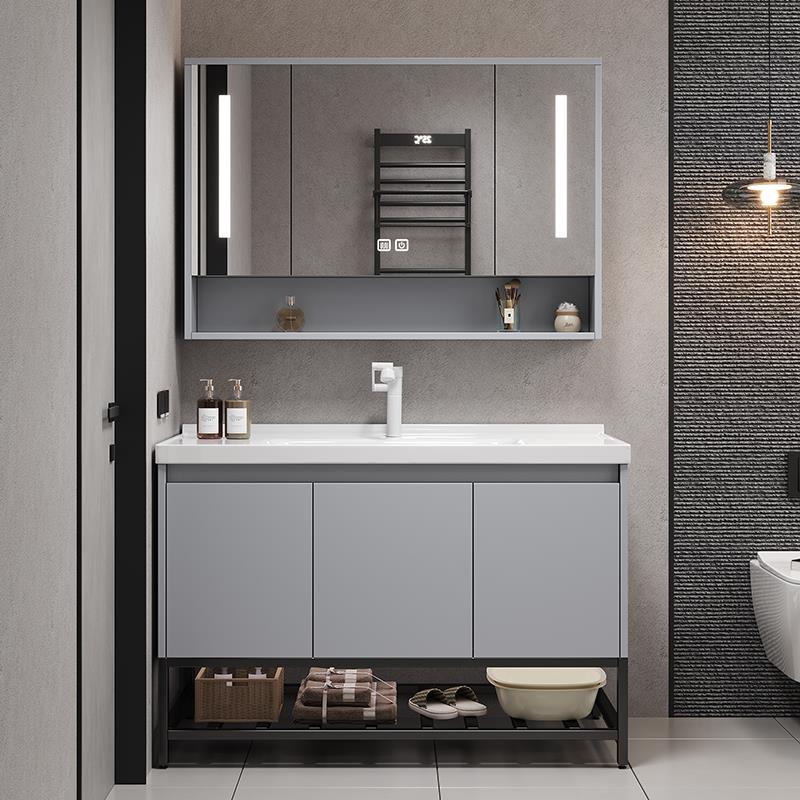 橡木浴室柜组合实木卫生间洗漱台一体盆洗手洗脸盆柜卫浴柜陶瓷盆