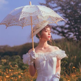 法式复古蕾丝伞Lolita洋伞汉服舞蹈走秀婚纱摄影拍照道具花边伞女