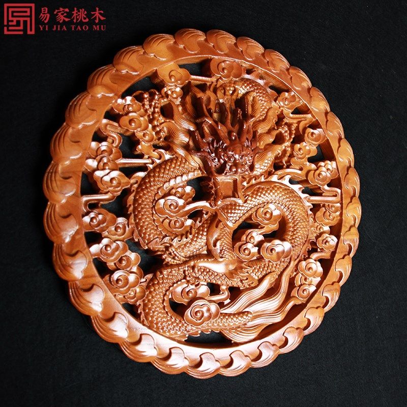 纯桃木神龙中国结福字客厅挂件木雕盘龙挂盘家居玄关壁挂装饰品,家居饰品,木雕,淘宝优惠券,粉丝福利购,淘宝优惠卷