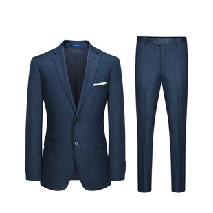 男士 男高级感结婚礼服蓝色职业正装 初剪羊毛西装 西服套装 澳嘉