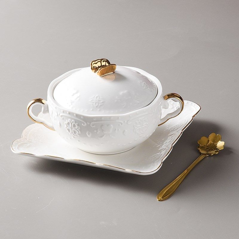 燕窝碗甜品碗陶瓷汤盅欧式带盖双耳麦片粥碗美容院商用精致糖水碗,餐饮具,碗,淘宝优惠券,粉丝福利购,淘宝优惠卷