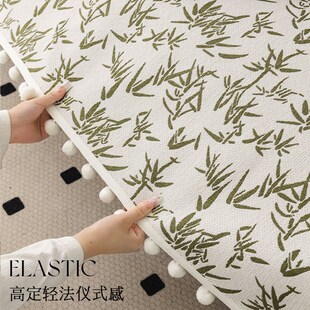 新中式直排沙发垫2024新款四季通用防滑轻奢高级感三人位实木盖布