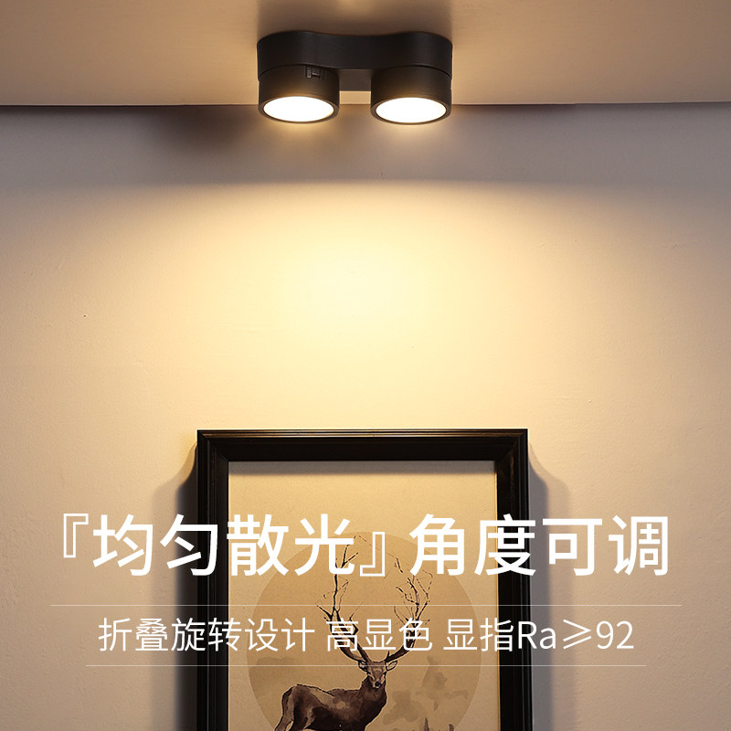 明装筒灯圆形led天花灯极简客厅吊灯可调角度照明双头防眩光射灯,家装灯饰光源,明装筒灯,淘宝优惠券,粉丝福利购,淘宝优惠卷