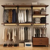 步入式 衣柜实木金属全挂式 砌墙衣柜铁艺衣帽架 衣帽间开放式 壁挂式