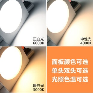 led双头筒灯吊顶格栅灯长方形射灯嵌入式天花灯斗胆灯双筒灯双排