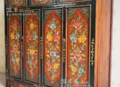 新中式 古典家具实木堆花西藏柜描彩绘展示柜手绘储物柜餐边柜斗柜