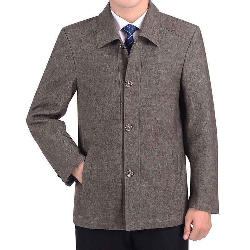 中年夹克男士春装外套男爸爸上衣春秋季父亲中老年休闲男装夹克衫