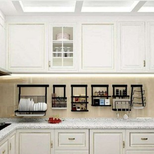 黑色不锈钢可折叠碗架沥水篮免打孔锅盖架挂墙刀板架壁挂式调料架