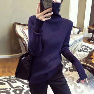 打底衫女秋冬高级感绿色线衣洋气2022新款高领内搭毛线针织上衣潮