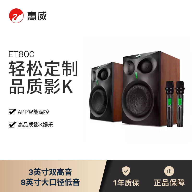 Swan惠威ET800有源ktv音响家用k拉ok双话筒5.0蓝牙音箱家庭k歌