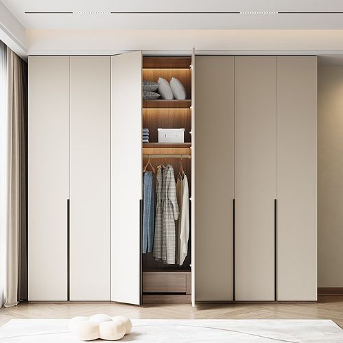 实木衣柜家用卧室对开门柜子现代简约主卧衣帽间定制一门到顶衣橱