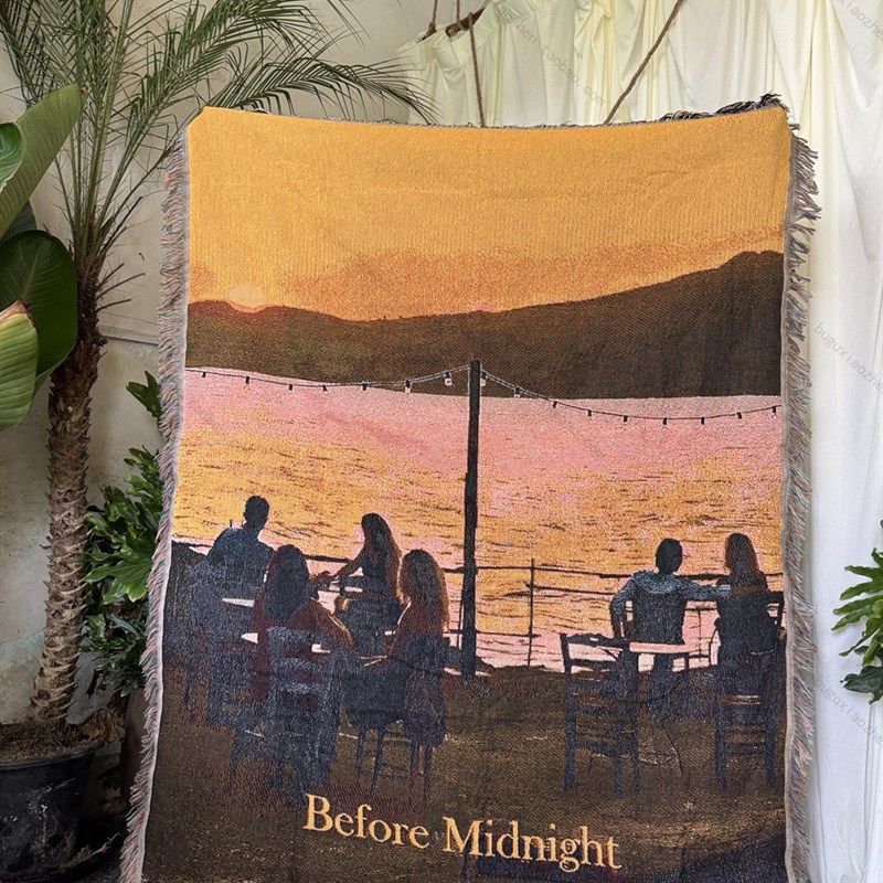 自制[爱在日落黄昏前]艺术挂毯 电影海报棉线毯 可做沙发毯布艺画