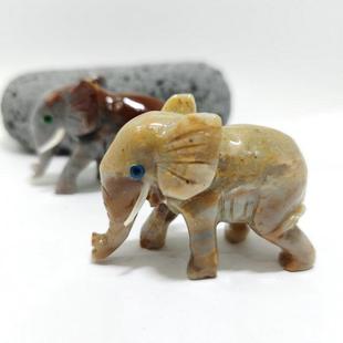 皂石雕刻招财石头大象吉祥如意象吸水吸财象一对装饰摆件石雕象